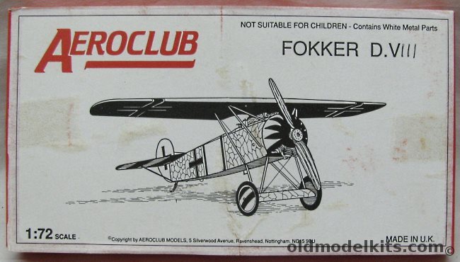 Aeroclub 1/72 Fokker E-V / D-VIII - Jasta 6 Bernes August 1918 plastic model kit